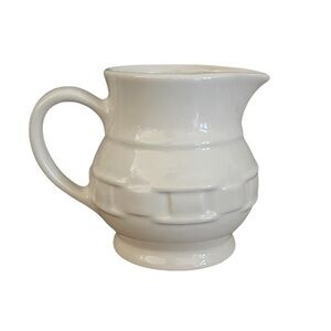 Longaberger USA Woven Traditions Pottery Ivory Creamer 4”